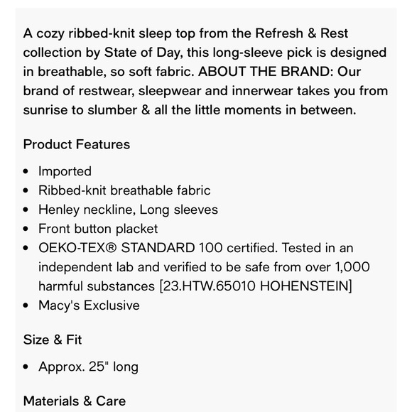 State of the Day Women’s Long Sleeve Henley NWT Size XL - Picture 4 of 4